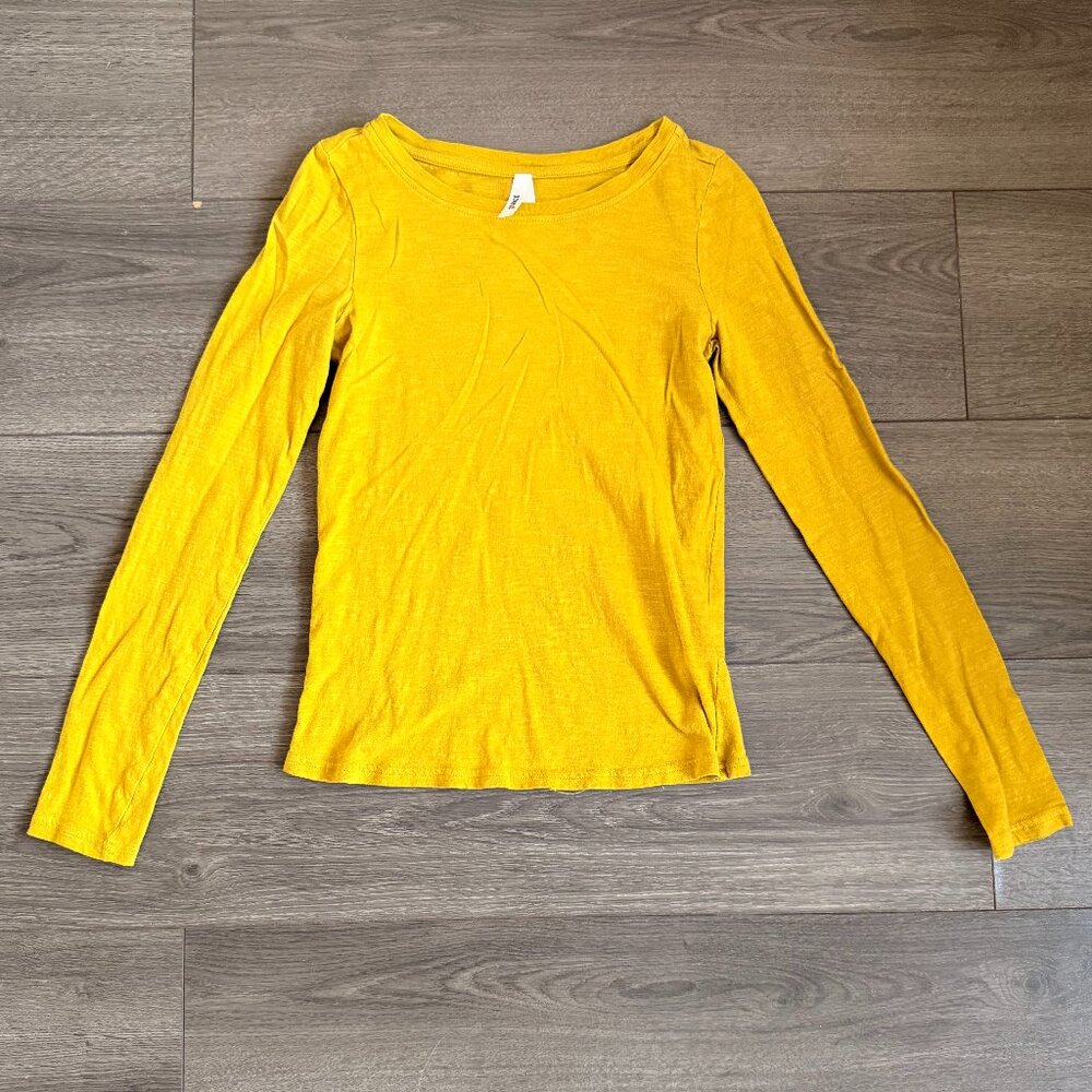 Pact Women's Chartreuse Featherweight Slub Long Sleeve Tee Size XXS